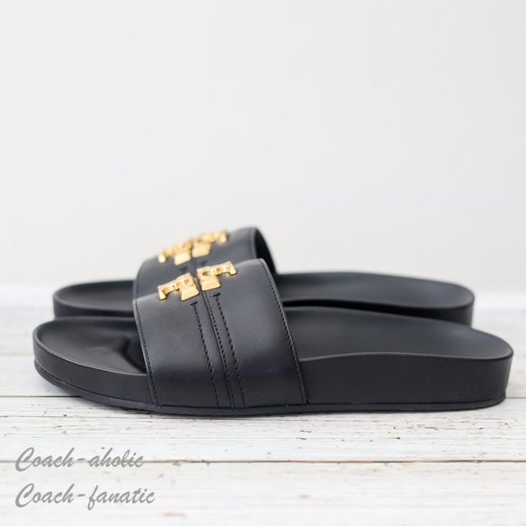 NIB Tory Burch Everly Anatomic Cloud Leather Slide Sandal in Black Size 7 - Picture 6 of 9